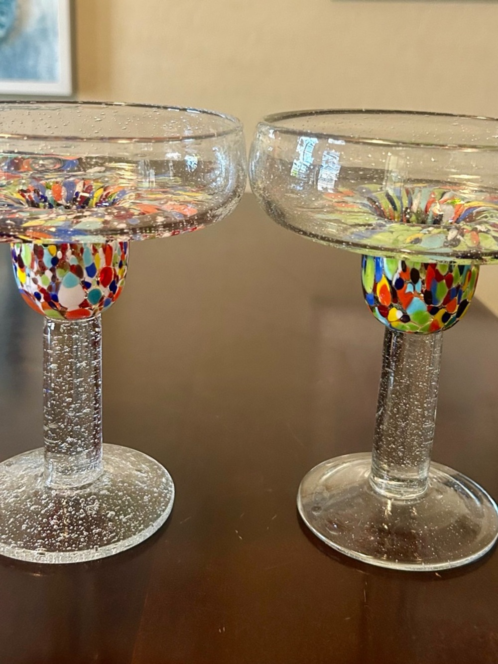 Baja Margarita Glasses
Mexican Hand Blown Glass
Confetti Mosaic (Set of 2)